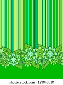 abstract card with seamless striped background and seamless horizontal floral pattern vector