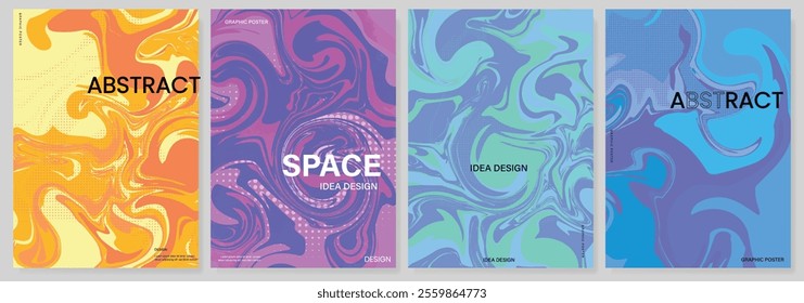 Abstract card set template design Creative concept Modern  art design with liquid shapes with overlay effect. Templates for celebration, ads, branding