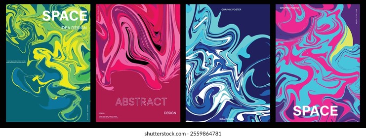 Abstract card set template design Creative concept Modern  art design with liquid shapes with overlay effect. Templates for celebration, ads, branding