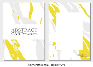 Abstract card template with yellow and grey marble texture