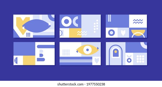 Abstract Card, Voucher, Banner, Cover Art, Social Media In Modernism Designs Shapes And Geometric Graphics. Vector, Illustration 