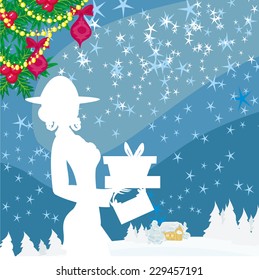 Abstract card - winter shopping