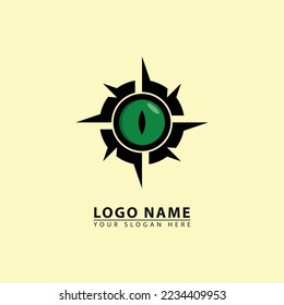 abstract cardinal direction vector logo icon. vector graphics of a compass and eye combination, in a simple elegant flat illustration style. great for travel, navigation, adventure, etc.