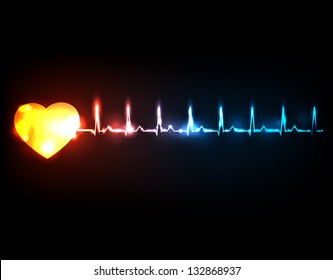 Abstract cardiogram. Colorful heartbeat concept illustration.
