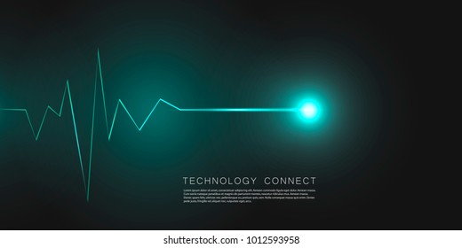 Abstract cardiogram on dark background. Vector banner design