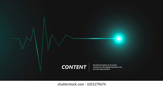 Abstract cardiogram on dark background. Vector banner design