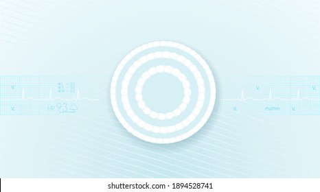 Abstract Cardiology Background With ECG Strip And Light, Vector.