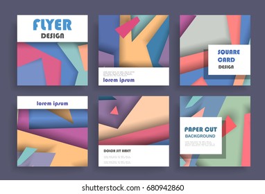 Abstract cards background with paper cut