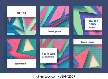 Abstract cards background with paper cut