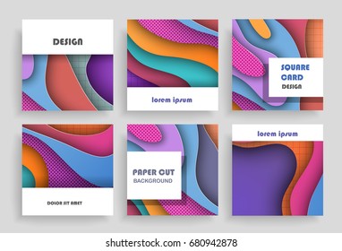 Abstract cards background with paper cut