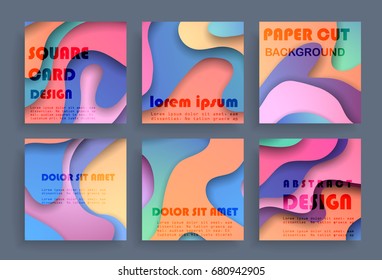 Abstract cards background with paper cut
