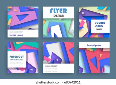 Abstract cards background with paper cut