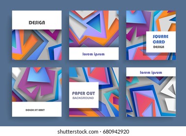Abstract cards background with paper cut