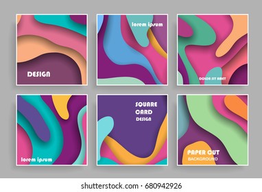 Abstract cards background with paper cut