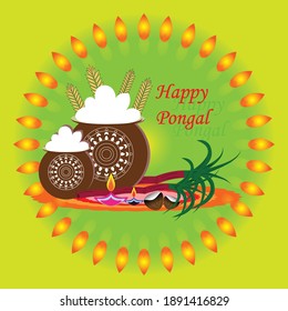 Abstract cards for Pongal celebration. Greetings for families and friends.