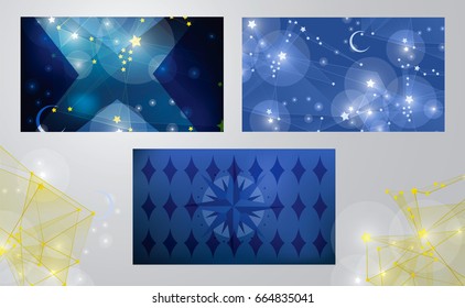 Abstract cards with stars and geometric symbols on them