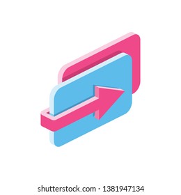 Abstract Cards transaction 3d vector, icon isometric, pink and blue colors, minimalism illustrate