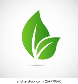Abstract  Care Vector Logo  Eco Icon, With Green Leaf