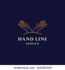 Abstract care vector logo. Hand care logotype.