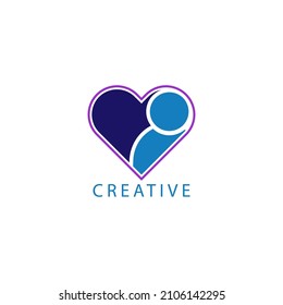 Abstract Caring People Logo. Human Icon with Heart Shaped Circle Two Hands Symbol. Modern concept Vector Logo Design Template Elements.