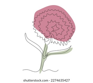 abstract Carnation Flower Continuous One Line Drawing