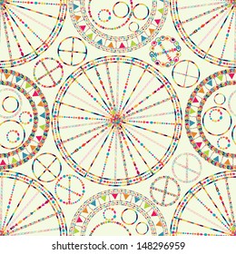Abstract carnival seamless background with flag, serpentine, garland