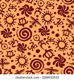 Abstract Carribean Symbols Art  Illustration Pattern Design Traditional African American Print Texture Background