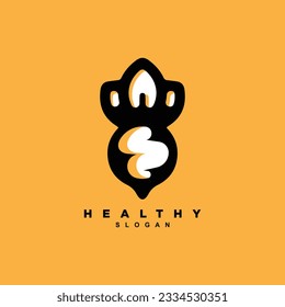 Abstract carrot harvest logo design isolated on yellow background