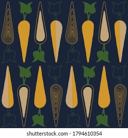 Abstract carrots shape pattern on a blue background
