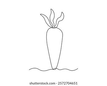 Abstract carrots with tops, continuous single line art drawing sketch, logo