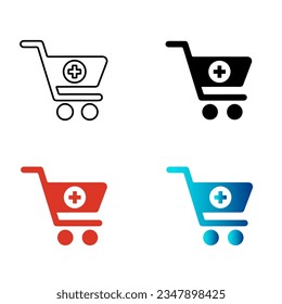 Abstract Cart Plus Silhouette Illustration, can be used for business designs, presentation designs or any suitable designs.