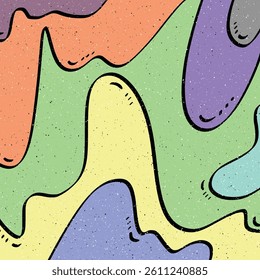 abstract cartoon art image of free measured lines with various bright and dominant and harmonious colors