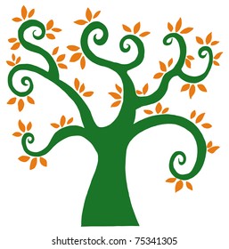 Abstract Cartoon Autumn Tree