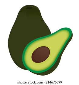 abstract cartoon avocado on a white background