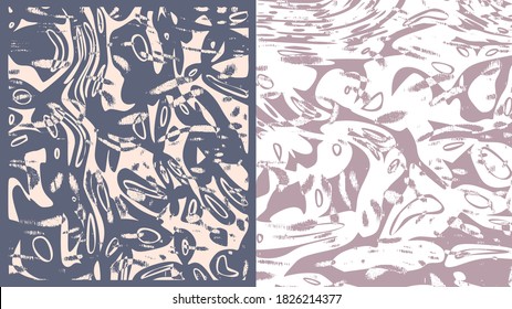 Abstract cartoon background with irregular pattern. Multiple curved rings, lines and shapes. Vector set of messy illustrations