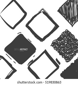 Abstract cartoon background with squares doodle form.