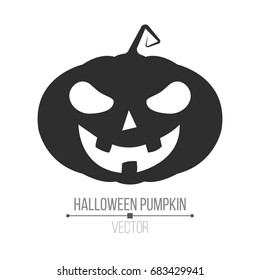 Abstract cartoon black Halloween pumpkin. Evil plant. Isolated on white background. Vector illustration in a flat style