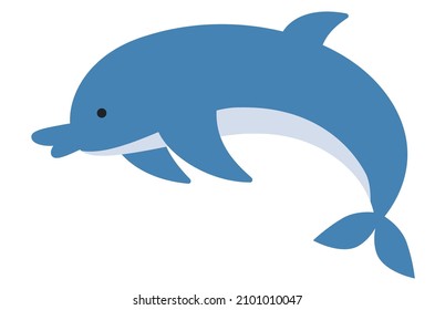 Abstract cartoon blue dolphin, simple flat illustration.