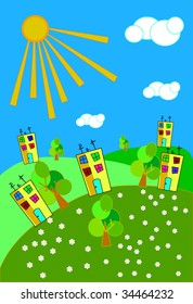 abstract cartoon city