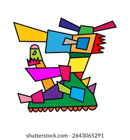 abstract cartoon creature tank icon vector illustration