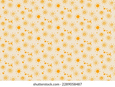 Abstract cartoon cute sun pattern decoration wallpaper circle background. vector illustration.