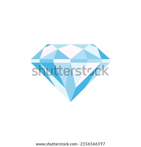 Abstract cartoon diamond gemstone side view icon. Flat style vector illustration isolated on white background. Wealth and romance concept. For infographics, web, mobile app, game interface, design 