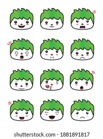 Abstract cartoon emotion icon set. cartoon face emoji or emotion vector eps 10