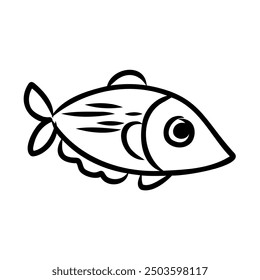 Abstract cartoon fish in simple line art style.