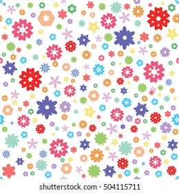 Abstract cartoon flowers. Seamless pattern