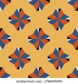 Abstract cartoon geometric seamless pattern with geo shapes. Geometry background. Infinity wrapping paper. Vector illustration. 