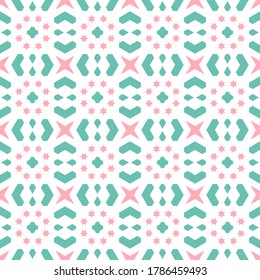 Abstrakter Cartoon geometrisches, nahtloses Muster mit Geo-Formen. Geometrischer Hintergrund. Unendliches Verpackungspapier. Vektorgrafik. 