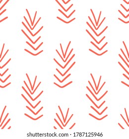 Abstract cartoon geometric seamless pattern with geo tribal lines. Doodle native geometry background. Infinity wrapping paper. Vector illustration.  