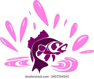 Abstract cartoon illustration. illustration of a fish and water splash