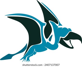 Abstract cartoon illustration. a Pteranodon the Largest Flying Reptile.
